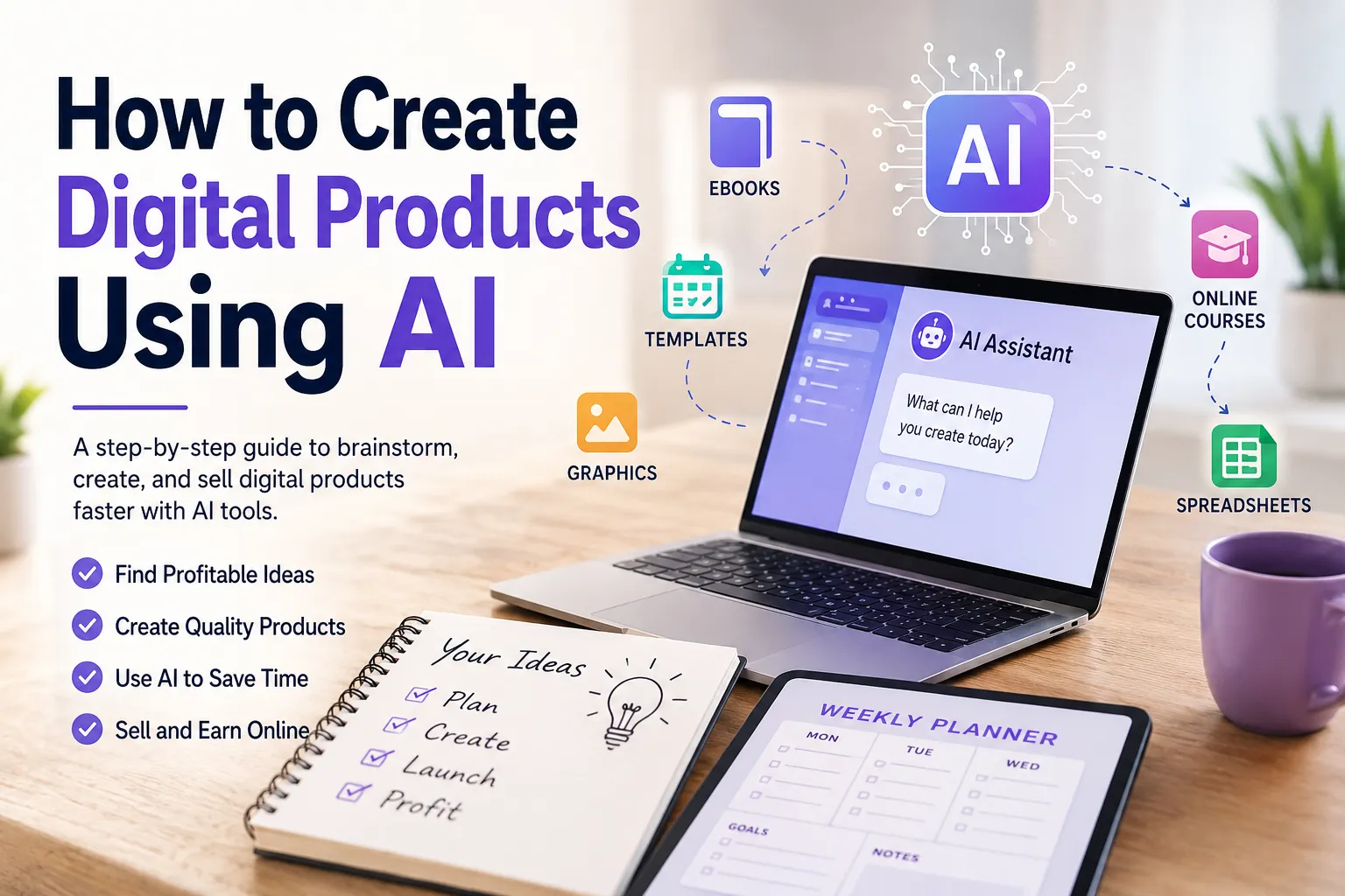 how to create digital products using AI